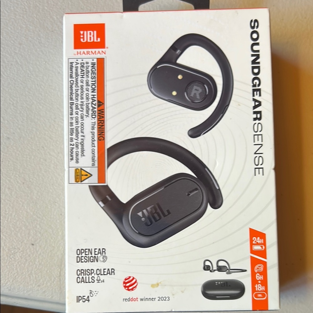 JBL Black Wireless Earbuds with Ear-Hook Design